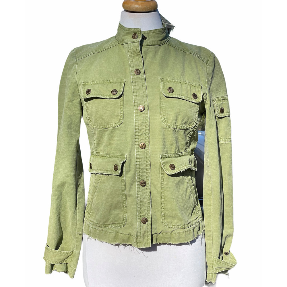 J. Crew Light Green Raw Hem Moto Jacket